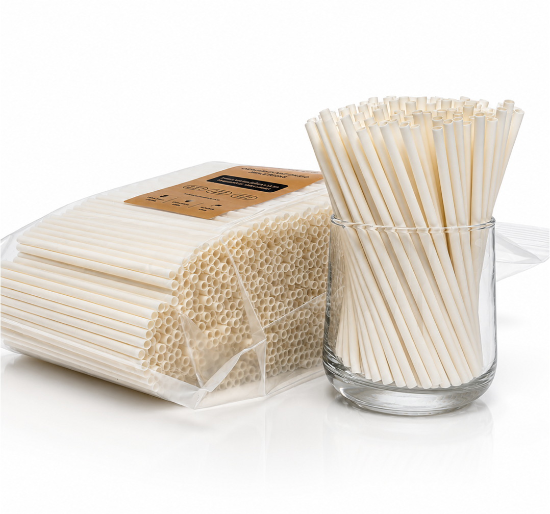 PureStalk 500/1000/10000ct Unwrapped 5mm PHA Straws, Cocktail Size, Eco-Friendly — Made in USA