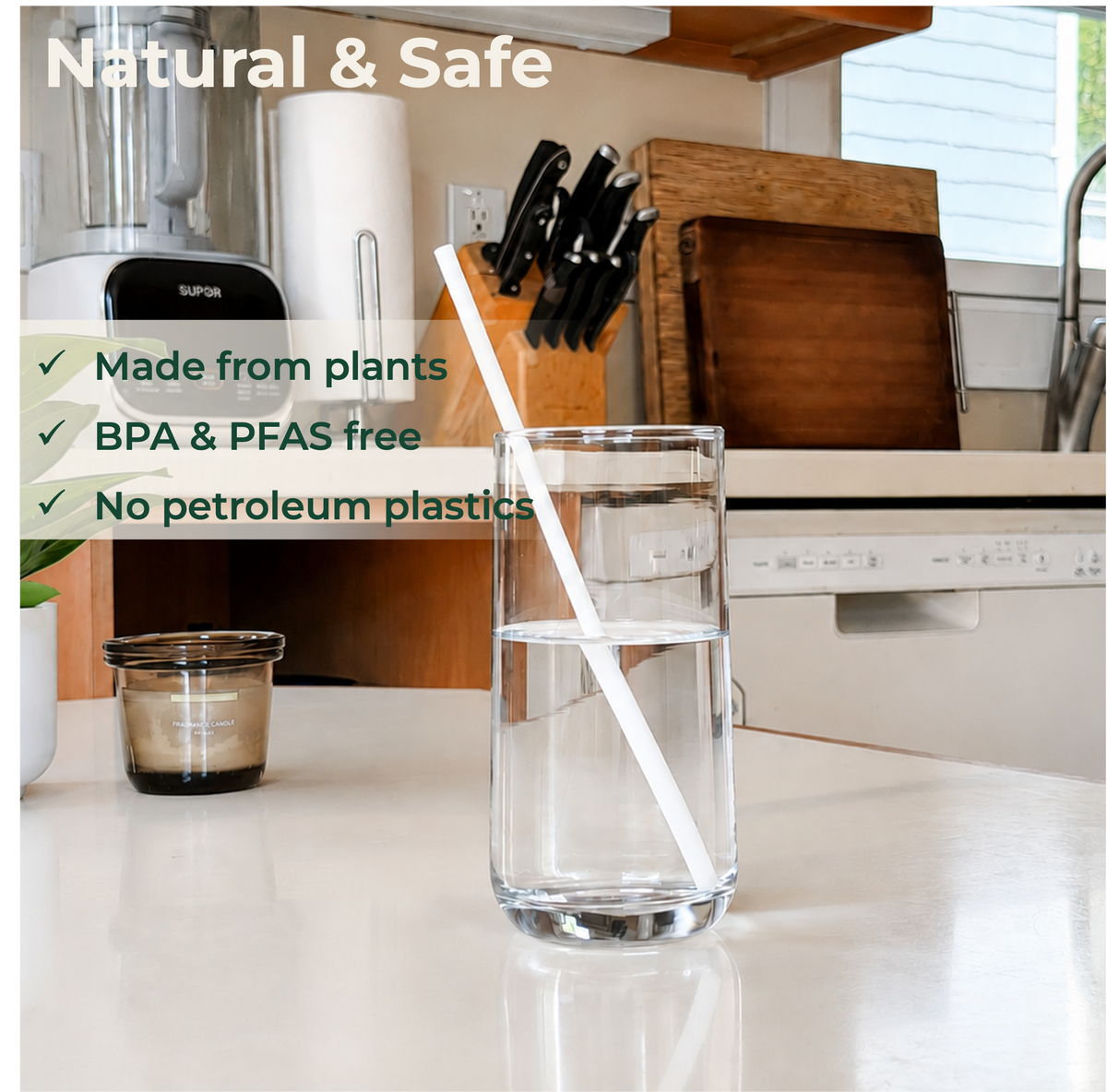 PureStalk 200/500/5000ct Unwrapped 6mm PHA Straws, Standard Size, Eco-Friendly — Made in USA