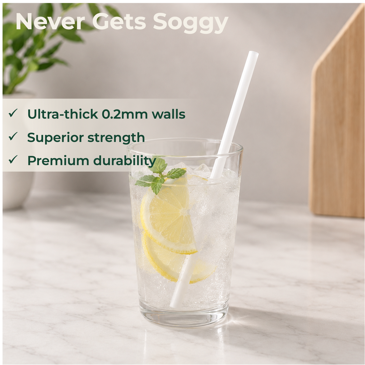 PureStalk 200/500/5000ct Unwrapped 6mm PHA Straws, Standard Size, Eco-Friendly — Made in USA