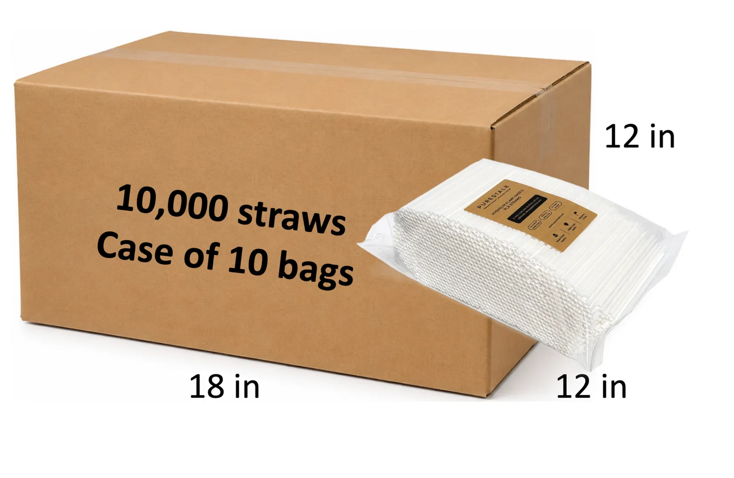 PureStalk 500/1000/10000ct Unwrapped 5mm PLA Straws, Cocktail Size, Eco-Friendly — Made in USA